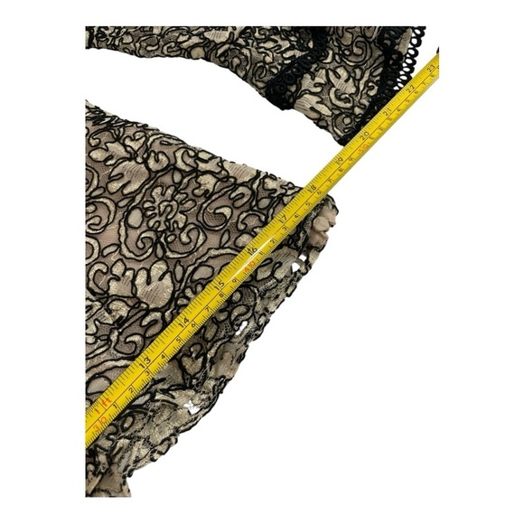 VTG Chetta B, Sherrie Bloom, Peter Novello black gold embroidered lace top S 4. - Picture 10 of 13
